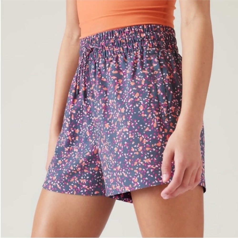 Athleta Blue and Pink Floral Shorts